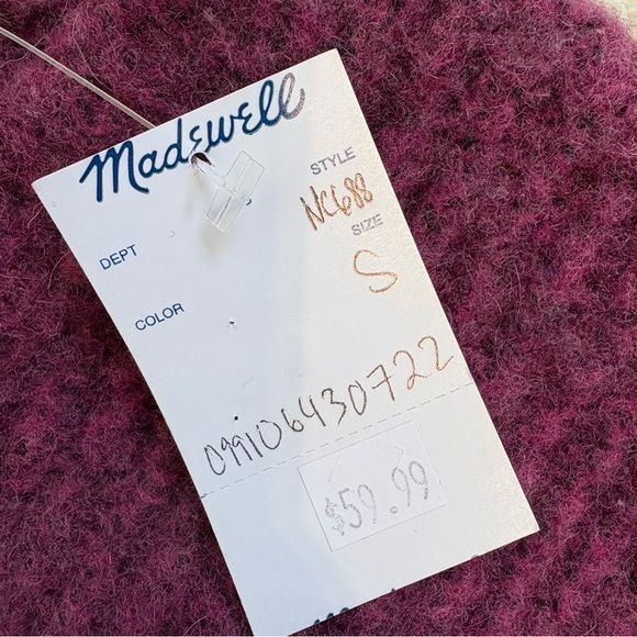 NWT MADEWELL Wool Belfiore Ribbed Pullover Sweater in Heathered Violet Medium - Picture 5 of 9